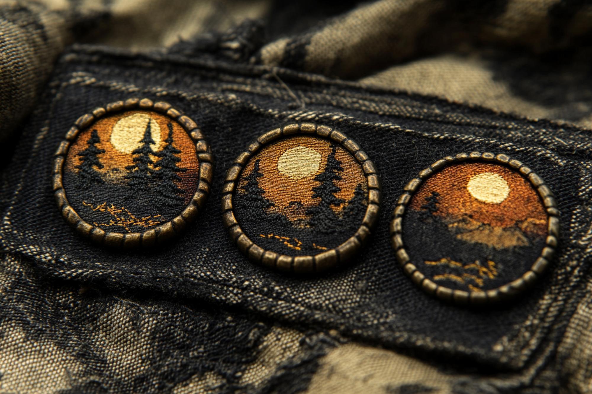 Embroidered patches on kraft board